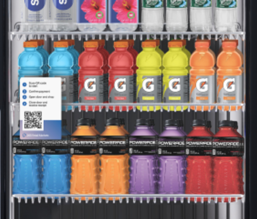 smart fridge with a qr code on the left side-1